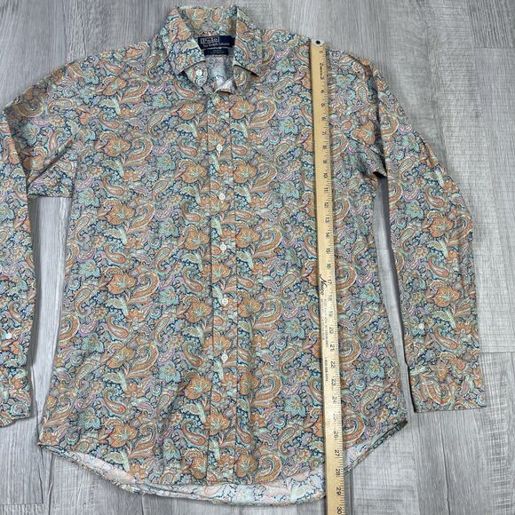 Vintage 90s Polo Ralph Lauren Floral Paisley Button Up Shirt Size Medium Blue X - Picture 6 of 8